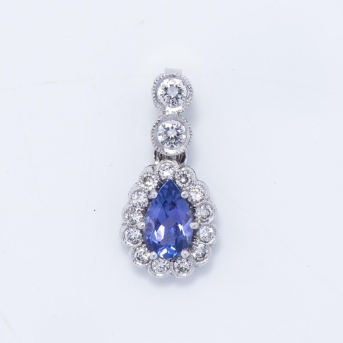 369 - A PAIR 0F TANZANITE EARRINGS & PENDANT