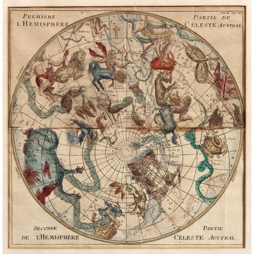 306 - Pluche - NORTHERN AND SOUTHERN CELESTIAL CONSTELLATIONS, TWO MAPS