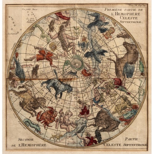 306 - Pluche - NORTHERN AND SOUTHERN CELESTIAL CONSTELLATIONS, TWO MAPS