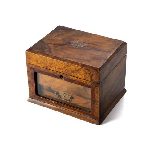 201 - A WALNUT JEWELLERY BOX, 19TH CENTURY