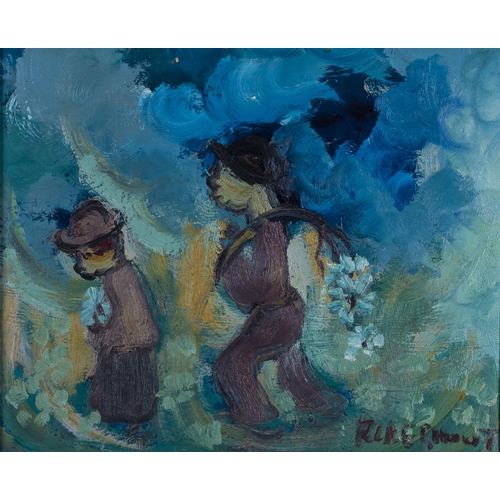 652 - Frans Claerhout (South African 1919-2006) TWO FIGURES CARRYING FLOWERS