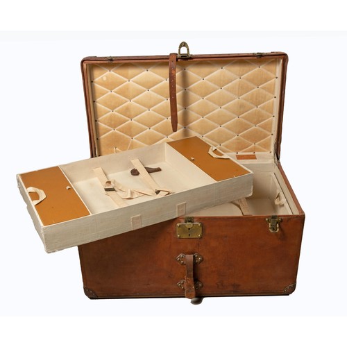 311 - A LEATHER LOUIS VUITTON STEAMER TRUNK, CIRCA 1900