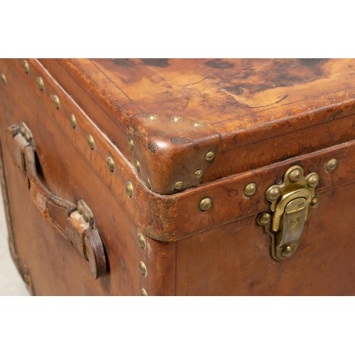 311 - A LEATHER LOUIS VUITTON STEAMER TRUNK, CIRCA 1900