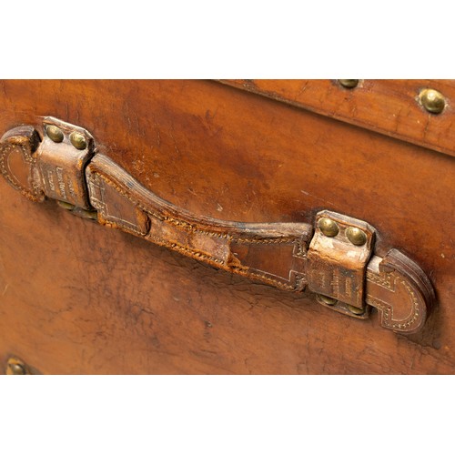 311 - A LEATHER LOUIS VUITTON STEAMER TRUNK, CIRCA 1900