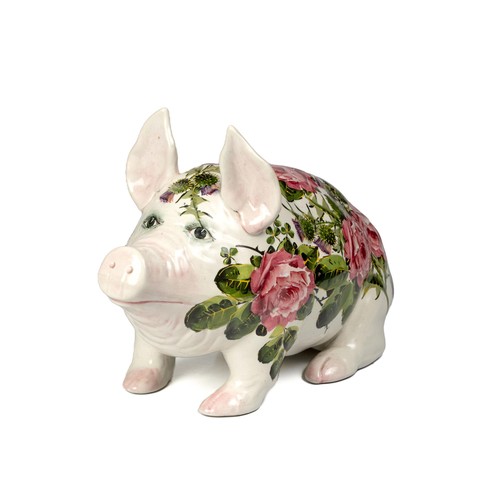 731 - A LARGE WEMYSS POTTERY PIG, EARLY 20TH CENTURY (OVER 100 YEARS OLD)