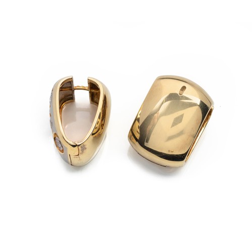 1037 - A PAIR OF DIAMOND AND TWO-TONED 14CT GOLD EARRINGS