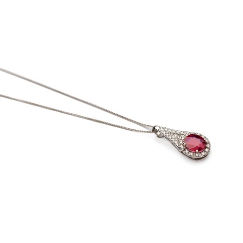 1066 - A RUBY AND DIAMOND CLIP-OVER PENDANT