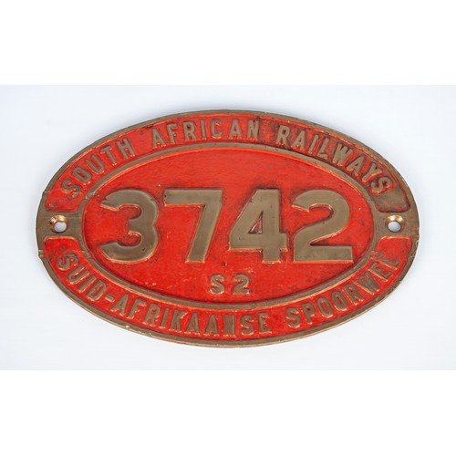 220 - A SOUTH AFRICAN RAILWAYS PLAQUE NUMBER 3742