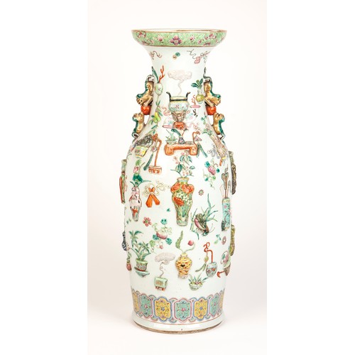 475 - A LARGE CHINESE FAMILLE ROSE FLOOR VASE, QING DYNASTY, LATE 19TH CENTURY