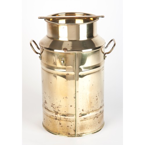 214 - A BRASS MILK CAN