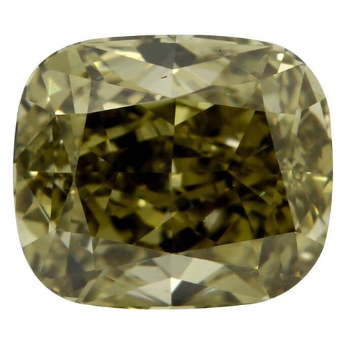 1076 - A CUSHION-CUT DIAMOND BROWNISH GREEN 1,52 CARATS