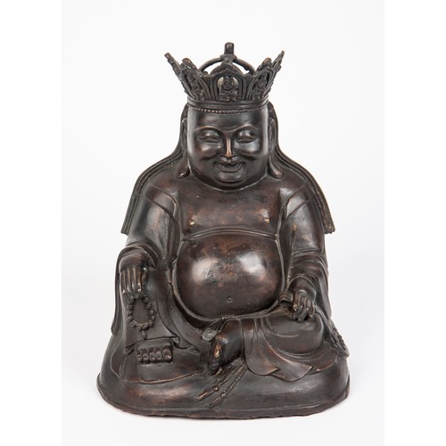 483 - A CHINESE BRONZE FIGURE OF THE CROWNED BUDDHA