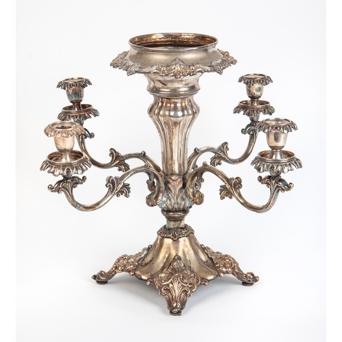 190 - A SILVER-PLATED FIVE-LIGHT CANDELABRA