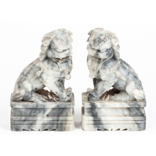 480 - A PAIR OF CHINESE SOAPSTONE FU-DOGS, REPUBLIC OF CHINA,1949-