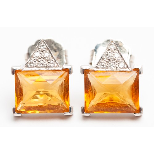 1106 - A PAIR OF TOPAZ AND DIAMOND EARRINGS