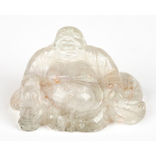 482 - A CHINESE ROCK CRYSTAL FIGURE OF BUDAI