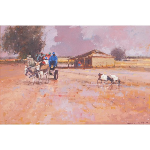 463 - Daniel Novela (South African 1964 - ) FARM WITH DONKEY CART