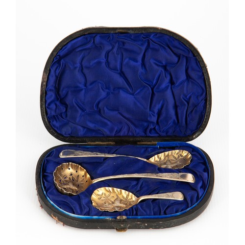 96 - PRESENTATION SET OF THREE SILVER SPOONS