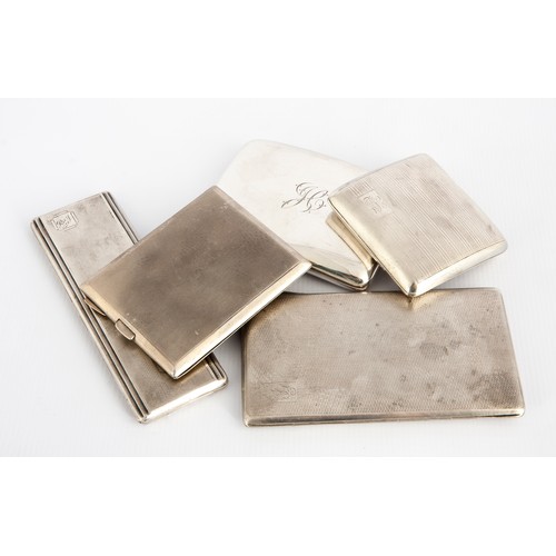 100 - FIVE SILVER CIGARETTE CASES