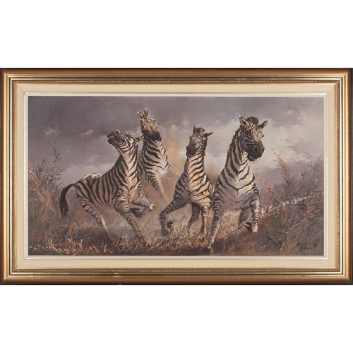 628 - Hennie Griesel (South African 1931 - 2015) A DAZZLE OF ZEBRA