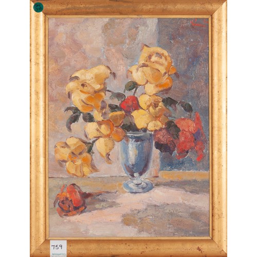 1014 - Indistinctly signed (20th Century) STILL LIFE OF FLOWERS