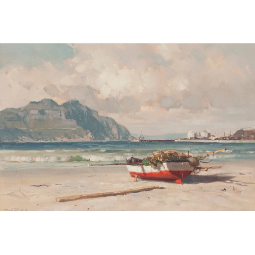 1003 - Dino Paravano (South African 1935 - ) MARIA BOAT AT SHORE