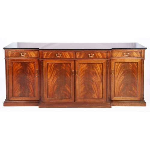 888 - A MAHOGANY MARBLE-TOPPED SIDEBOARD, MODERN