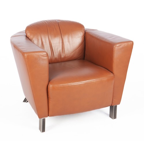 890 - A TAN LEATHER CLUB ARMCHAIR