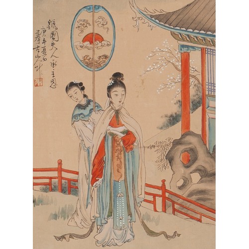 491 - A CHINESE WATERCOLOUR AND INK ON SILK, POSSIBLY REPUBLIC PERIOD, 1921-1945