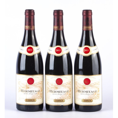 1461 - THREE BOTTLES OF E GUIGAL HERMITAGE ROUGE