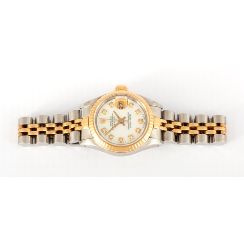 771 - A LADIES ROLEX DIAMOND DATEJUST WRISTWATCH