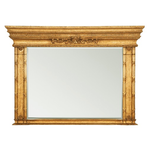 878 - A GOLD-PAINTED OVER MANTEL MIRROR