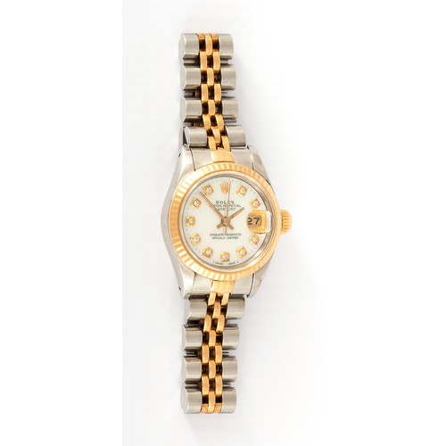 771 - A LADIES ROLEX DIAMOND DATEJUST WRISTWATCH