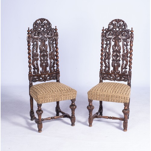 532 - A PAIR OF JACOBEAN OAK SIDE CHAIRS, 19TH CENTURY