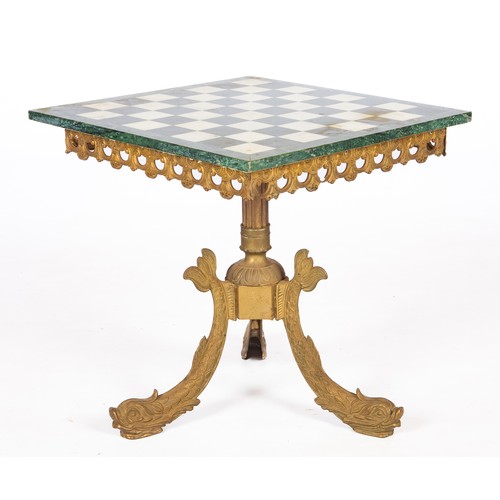 152 - A MARBLE-TOPPED CHESS TABLE