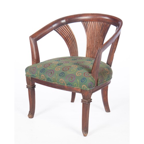 196 - A MAHOGANY TUB CHAIR