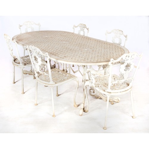 241 - A WHITE-PAINTED CAST-IRON VERANDA TABLE