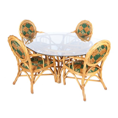 244 - A GLASS-TOPPED BAMBOO GARDEN VERANDA TABLE