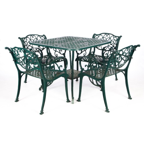 237 - A GREEN PAINTED WROUGHT-IRON GARDEN SUITE