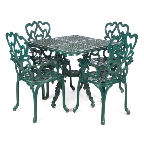 238 - A GREEN-PAINTED WROUGHT IRON GARDEN SUITE