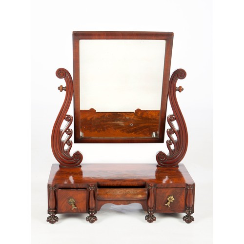 219 - A VICTORIAN MAHOGANY TOILET MIRROR