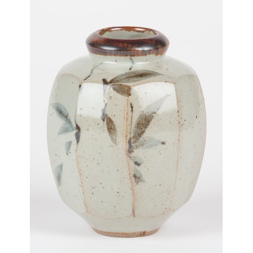 44 - A TIM MORRIS STONEWARE FACETED VASE