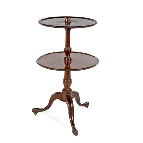 246 - A MAHOGANY TWO TIER TRIPOD DUMB WAITER, 19TH CENTURY