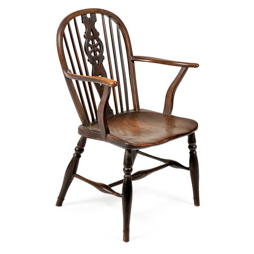 212 - AN ELM WINDSOR ARMCHAIR