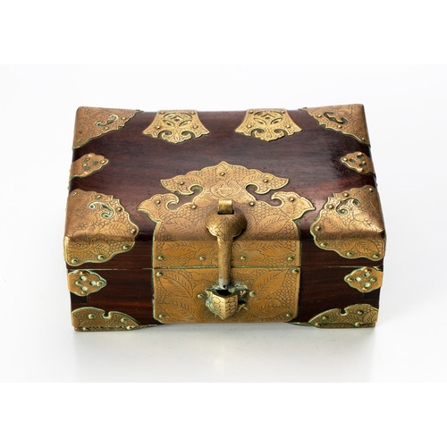 65 - A MAHOGANY AND BRASS-MOUNTED BOX