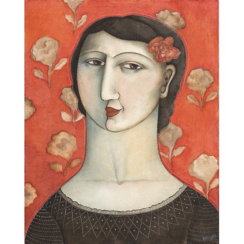 300 - Hannetjie De Clercq (South African 1958 - ) LADY WITH FLOWERS