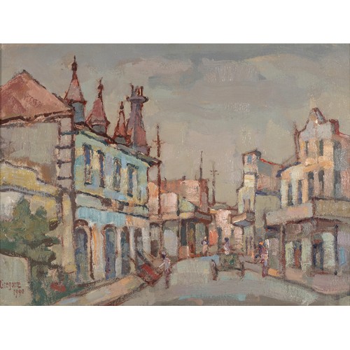 410 - Gregoire Johannes Boonzaier (South African 1909 - 2005) STRAAT MET VIER TORINGS