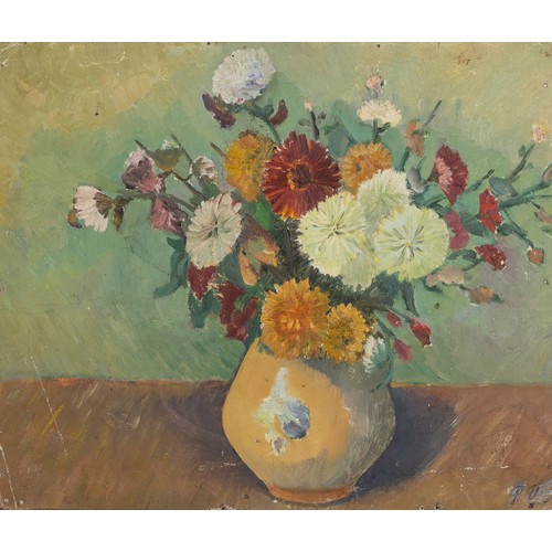 412 - Pranas Domšaitis (South African 1880 - 1965) Recto: STILL LIFE WITH FLOWER ARRANGEMENT, verso: STILL... 