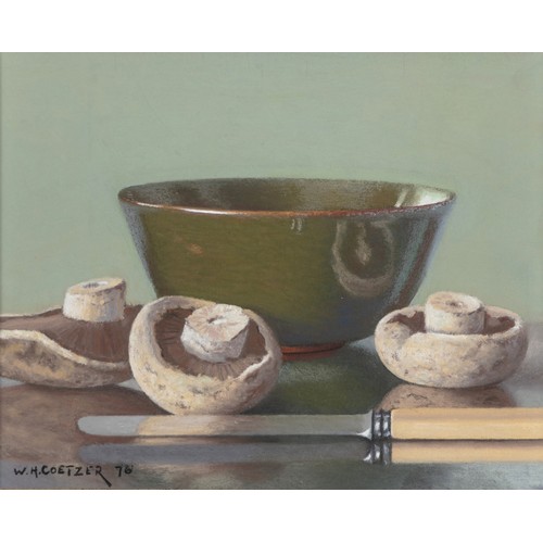 256 - Willem Hermanus Coetzer (South African 1900 - 1983) STILL LIFE WITH MUSHROOMS AND GREEN BOWL