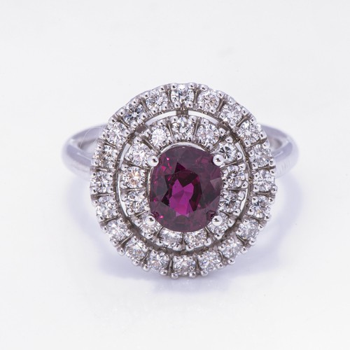 177 - A RUBY AND DIAMOND RING